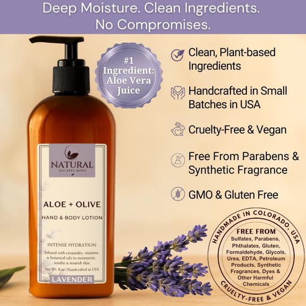 Lavender Body Lotion & Hand Cream | Best Moisturizer for Dry Skin Flaky Skin Itchy Skin