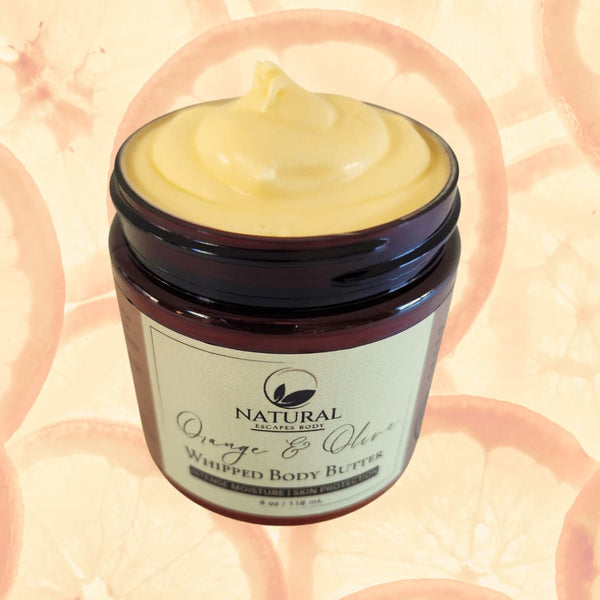 Orange & Olive Whipped Body Butter | Organic Body Oil for Extremely Dry Itchy Skin Eczema