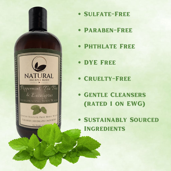 Peppermint Tea Tree & Eucalyptus Sulfate-Free Body Wash - Organic Body Care