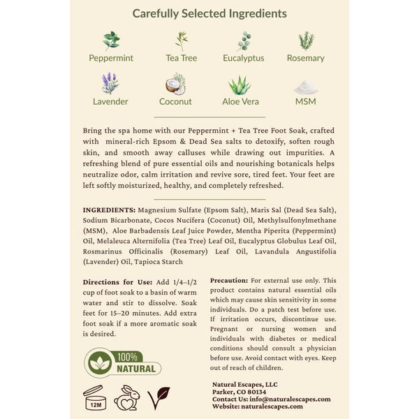 Peppermint + Tea Tree Foot Soak – Natural Relief for Tired Dry Feet & Calluses