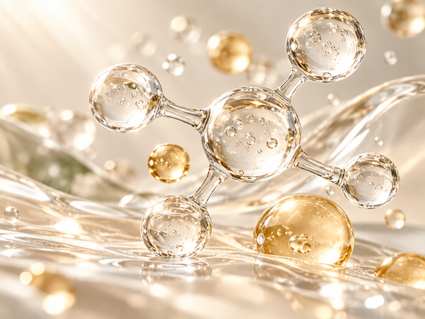 Vitamin B5 panthenol skincare molecule illustration representing hydration, skin comfort and moisture barrier support