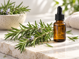 bottle of rosemary oil for hair growth hair loss and skin care