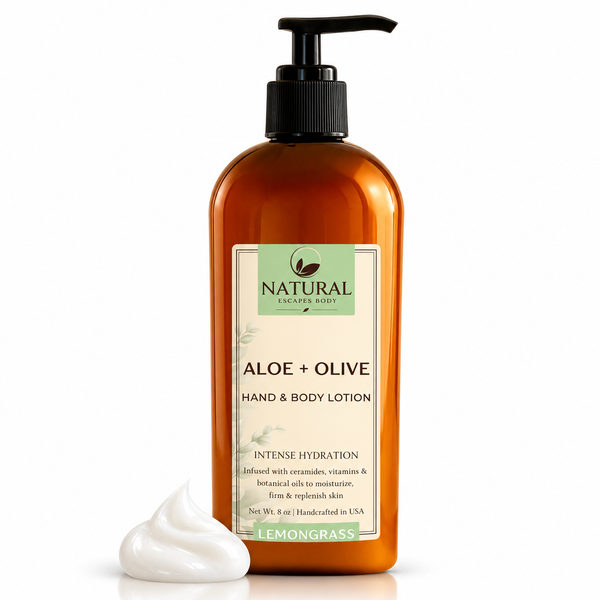 Lemongrass Body Lotion & Hand Cream for Dry, Crepey Skin | Rice Ceramides | 8 oz