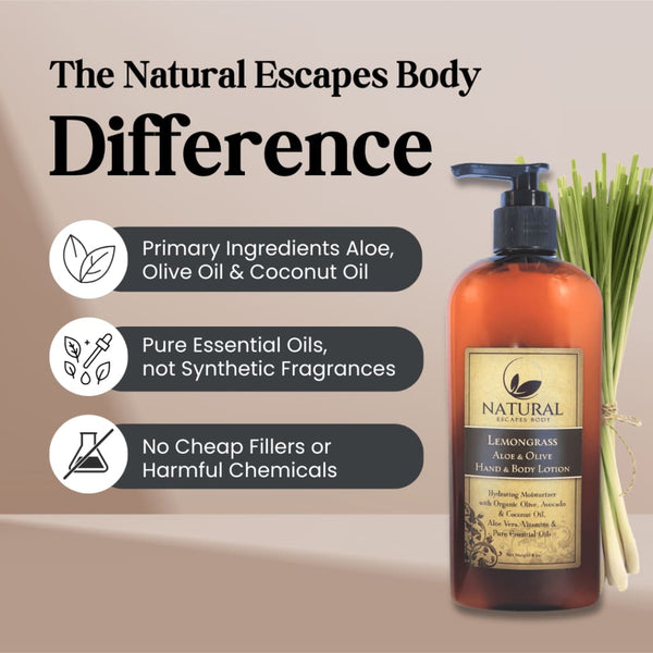 Aloe & Olive Hand & Body Lotion with Lemongrass Oil - Organic Skin Care