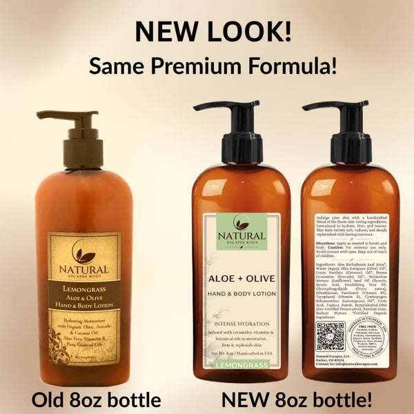 Lemongrass Body Lotion | Aloe & Olive Hand & Body Lotion for Dry Skin Relief - Organic