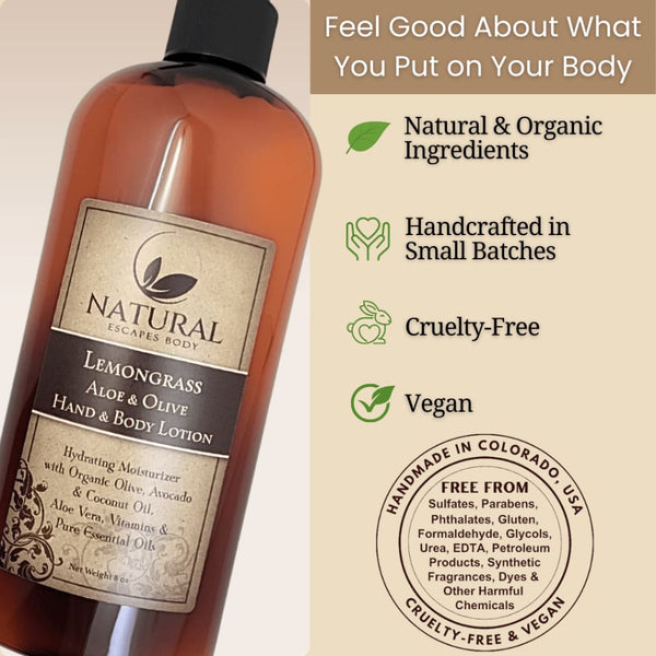 Aloe & Olive Hand & Body Lotion with Lemongrass Oil - Organic Skin Care