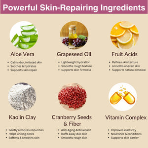 Exfoliating face mask for fine lines, pores, acne scars, and rough texture