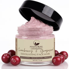 Cranberry grapeseed AHA exfoliating facial mask for smoother, brighter-looking skin