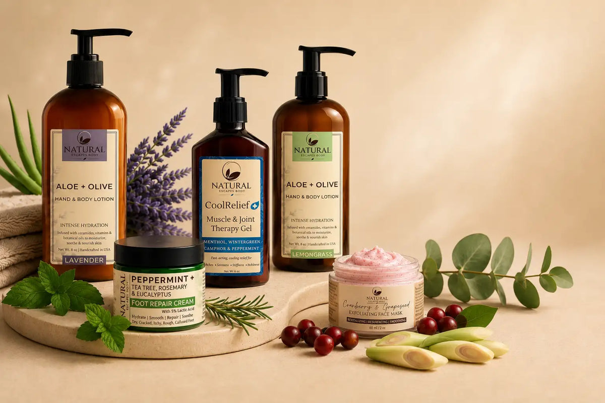 Natural Escapes plant-based skincare product line