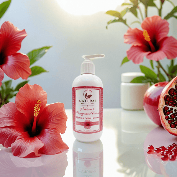 Lotion pour les mains et le corps à l'hibiscus et à la grenade | Lotion corporelle naturelle pour peau sèche