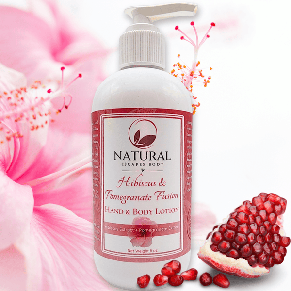 Lotion pour les mains et le corps à l'hibiscus et à la grenade | Lotion corporelle naturelle pour peau sèche