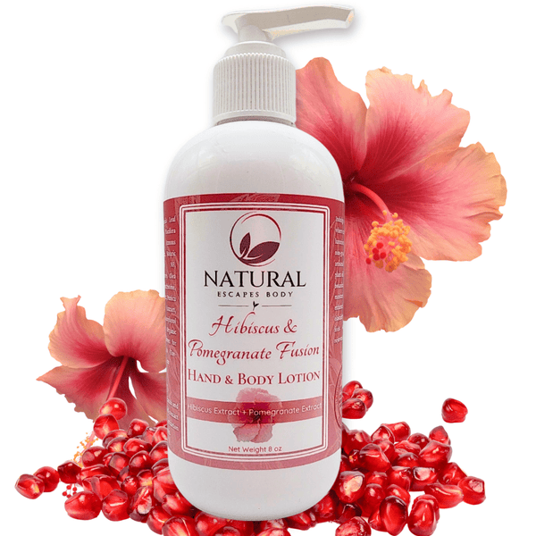 Lotion pour les mains et le corps à l'hibiscus et à la grenade | Lotion corporelle naturelle pour peau sèche