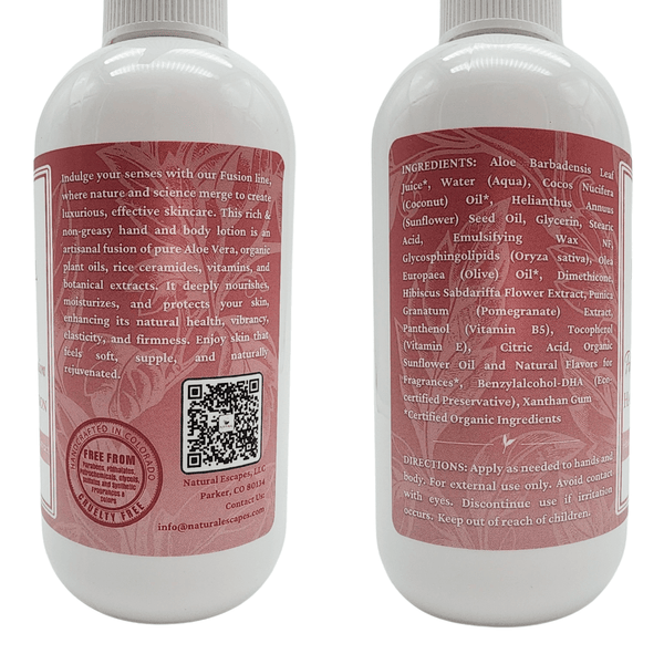 Lotion pour les mains et le corps à l'hibiscus et à la grenade | Lotion corporelle naturelle pour peau sèche