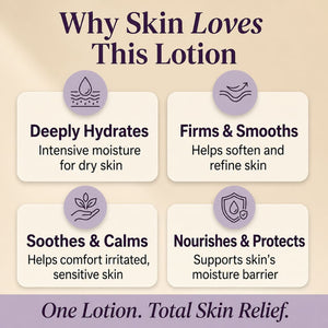 Natural hand and body lotion for dry skin that deeply hydrates, firms and smooths, soothes and calms, and nourishes with botanical ingredients