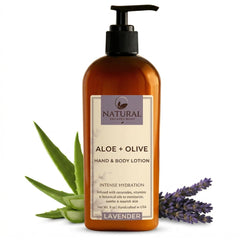 Natural Escapes Aloe and Olive Lavender Hand and Body Lotion with aloe vera, olive oil, and lavender for dry skin and daily hydration