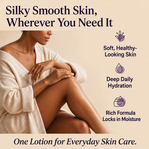 Lavender hand and body lotion for silky smooth skin, everyday dry skin care, rich moisture, and healthy-looking skin from head to toe