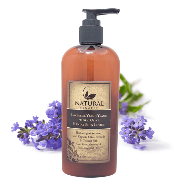 bottle of Lavender Hand & Body Lotion | Natural Lotion for Dry Itchy Skin Crepey Skin Eczema psoriasis sensitive skin