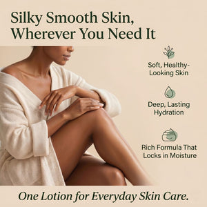 Lemongrass hand and body lotion for silky smooth skin, everyday dry skin care, rich moisture, and healthy-looking skin from head to toe