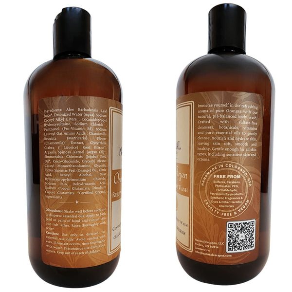 Orange & Argan Hydrating Body Wash | Organic Body Wash for Soft Smooth Skin - Organic