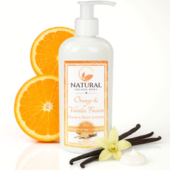 Orange vanilla hand and body lotion with orange peel wax and vitamin B5
