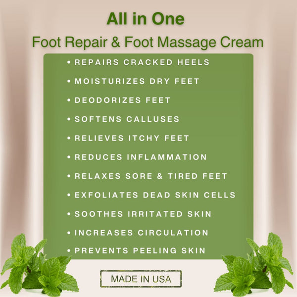 Peppermint & Tea Tree Foot Cream | 5% Lactic Acid for Dry Cracked Heels Organic Skin Care