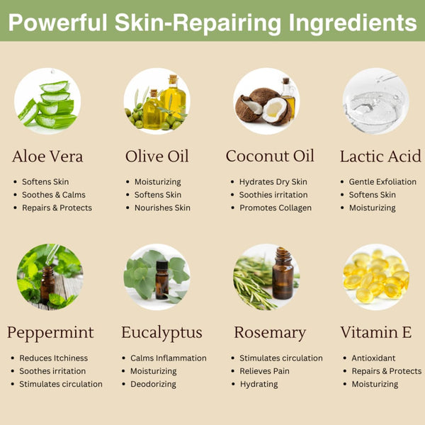 Peppermint & Tea Tree Foot Cream | 5% Lactic Acid for Dry Cracked Heels Organic Skin Care