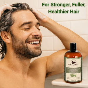 Hair growth shampoo with peppermint, rosemary, and tea tree essential oils