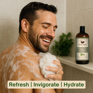Refreshing peppermint body wash for clean, hydrated skin