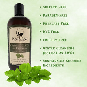 Sulfate-free body wash with peppermint essential oil for daily skin care