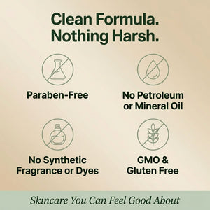 Clean peppermint foot cream formula that is paraben free, petroleum free, mineral oil free, vegan, cruelty free, non-GMO, and gluten free