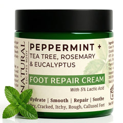 Natural Escapes peppermint foot cream for dry feet, cracked heels, rough skin, and calluses