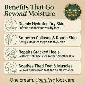 Peppermint foot cream benefits including deep hydration, smoothing calluses, repairing cracked heels, and soothing tired feet and muscles