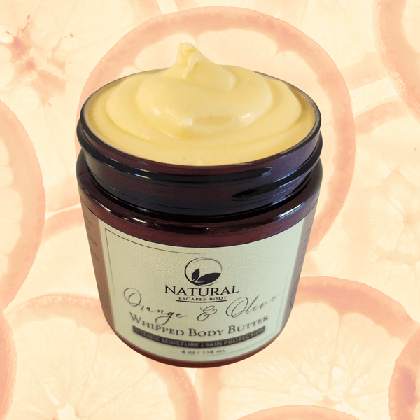 Orange & Olive Whipped Body Butter | Organic Body oil for Extremely Dry Itchy Skin, Eczema, Psoriasis, Burns, Wrinkles, Scars